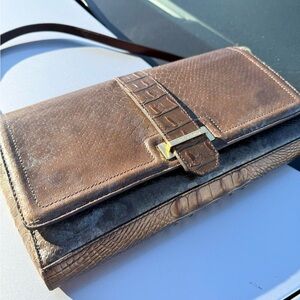 Brahmin Brown Leather Clutch